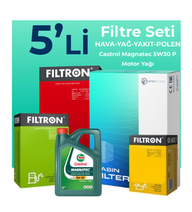 Filtron Peugeot 508 1.5 Dizel Filtre Bakım Seti Castrol Motor Yağlı (2019-2024) 5 Li