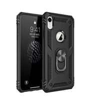 Uyumlu Model Apple iPhone XR 6.1 Kılıf Yüzüklü Zırh Tank Vega (Siyah)