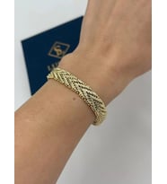 Kararmaz VIP Kalın Hasır 19 CM Gold Bileklik