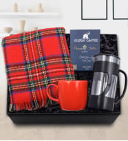 Kalın Şal & Kırmızı Kupa & Siyah French Press & Alerya Premium Filtre Kahve Hediye Seti