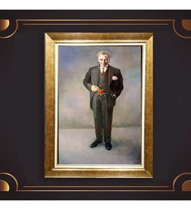 Özel Seri Paspartulu Çerçeveli Atatürk Tablo l400 (Gold)