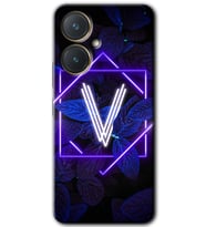 Vivo Y27 Kılıf HD Desen Baskılı Kılıf - Dark Neon Yaprak V Harfi