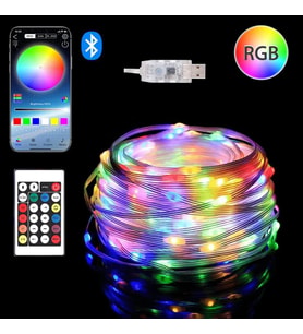 USB Fonksiyonlu Uygulamalı 10 Metre Rgb Yılbaşı Ledi Magic Led Kumandalı Led Çam Ağacı Ledi (Karışık)