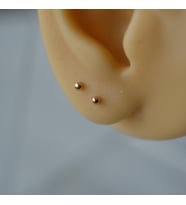 Çelik Rose Gold Top Küpe 2 mm Çift (Çok Renkli)