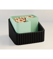 3D Baskı Fıstık Kasesi - Çift Hazneli Kabuk Ayırıcı Sunum Kasesi - Siyah Mint