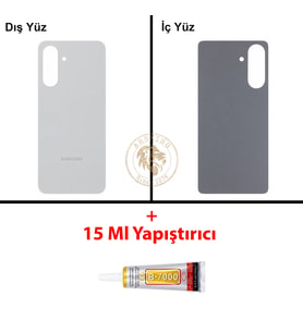 Samsung A56 Gri Arka Pil Kapağı Batarya Kapağı Lazer Kesim + B-7000 Yapıştırıcı