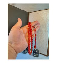 SEVGİLİYE ÖZEL HEDİYE TESBİH ÇUBUK KEHRİBAR KIRMIZI RENK KAPSÜL KESİM H-1068.