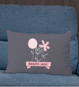 BK Gift Kişiye Özel İsimli Anneler Günü Tasarımlı Premium Kumaş Antrasit Dikdörtgen Kırlent Yastık, Anneler Günü Hediyesi, Ev Dekorasyonu-4