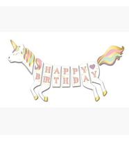 Unicorn 3d Happy Birthday Banner 1 Adet