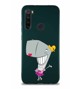 Xiaomi Redmi Note 8 Soft Premier Kapak Pearl Yengeç Tasarımlı Silikon Kılıf - Yeşil (Şeffaf)