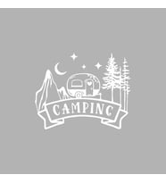 Camping Araba Sticker  siyah 20x15 CM (Beyaz)