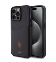 Apple iPhone 15 Pro Max Uyumlu Kılıf U.S. Polo Assn. Orjinal Lisanslı Baskı Logolu PU Kartlıklı Kapak (Siyah)