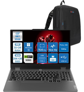 Lenovo Loq 15IRX10 Intel® Core I7-13650HX 32GB Ddr5 256GB SSD 15.6" 8GB/RTX5060 100W (1920X1080) IPS 300NITS 144Hz, G-Sync® Windows 11 Pro Gaming BILG.83JE00ETTRP06+ZETTAÇANTA