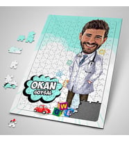 Kişiye Özel Hediye 240 Parça Çocuk Doktorlarına Özel Karikatürlü Puzzle