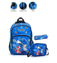 Speed Sonic Okul Çantası + Beslenme + Kalemlik Super Sonic Çanta İlkokul Çantası Sırt Çanta (Çok Renkli)