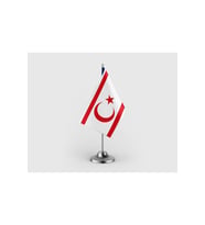 Kuzey Kıbrıs Türk Cumhuriyeti (KKTC) Tekli Saten Masa Bayrağı Seti