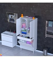 Modilayn YENİ AFRA 80x173x32,5 cm' lik 1 Çekmece, 2 Göz Sepet, 2 Kapak, 6 Raf Dar Alan Banyo Dolabı