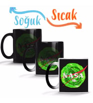 Nasa Ufo Rick and Morty Sihirli Kupa Bardak Porselen