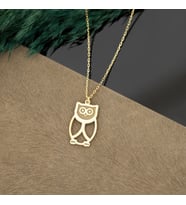 DKMN Gümüş Baykuş Sembol Gümüş Kolye Kadın Gümüş Kolye (Gold)