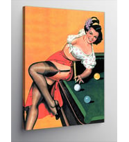 Kanvas Tablo Bilardo Oynayan Pin Up Kızı