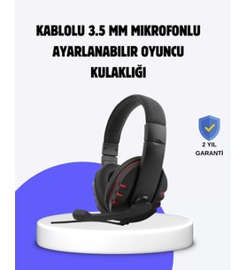 Kırmızı Kulaklık Mikrofonlu Ayarlanabilir Konforlu Tasarımlı
