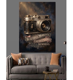 Beautiful Moments Vintage Kamera Tabelası Dekoratif Kanvas - Mdf Ahşap Tablo