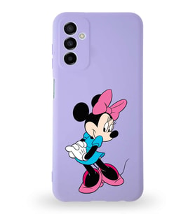 Samsung Galaxy M23 Uyumlu Lansman Kılıf Altı Kapalı İçi Kadife  Minnie Mouse-F Tasarımlı  Kapak (Şeffaf)