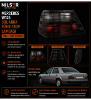 Mercedes W124 200E-230E-E200 Sağ Arka FÜME Stop Lambası 1986-1995