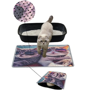 Kedi Kumu Paspası, Delikli Kedi Tuvaleti Paspası, Dijital Baskılı Kedi Paspası, 40*60