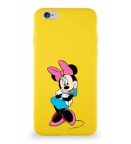 Apple iPhone 6S Soft Premier Kapak Minnie Mouse-D Tasarımlı Silikon Kılıf - Sarı (Şeffaf)