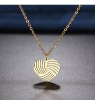 Kişiye Özel 925 Ayar Gümüş Çizgi Model Kalp Kolye (Gold)