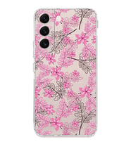 Samsung Galaxy S22  Kamera Korumalı Kapak Floral Pembe Tasarımlı  Şeffaf  Kılıf