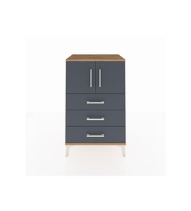 Hyperion Komodin Tek Raflı 3 Çekmeceli 2 Kapaklı 60x44x96 Çam-Antrasit