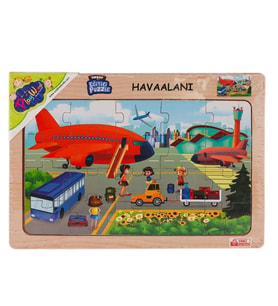 Nessiworld ONY-233-234-235-236 Ahşap Eğitici Puzzle Havaalanı -Onyıl Oyuncak