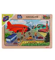 Nessiworld ONY-233-234-235-236 Ahşap Eğitici Puzzle Havaalanı -Onyıl Oyuncak