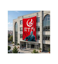 Bozkurt Hilal ve Alparslan Türkeş 140gr Premium Raşel Kumaş Bayrak 6x9 Metre