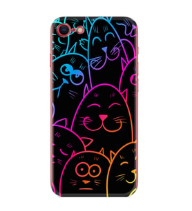 Apple iPhone 5 6 7 8 Plus Se XR Kılıf Desemli Silikon Neon Cats 1790