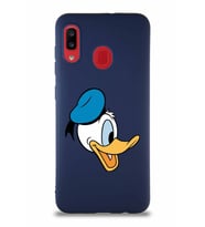 Samsung Galaxy A20 Soft Premier Kapak Donald Duck-F Tasarımlı Silikon Kılıf - Lacivert (Şeffaf)