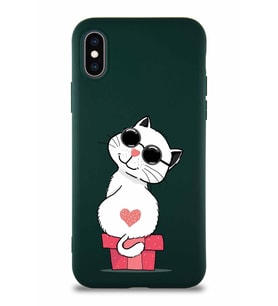 Apple iPhone XS Soft Premier Kapak Coolcat Tasarımlı Silikon Kılıf - Yeşil (Şeffaf)