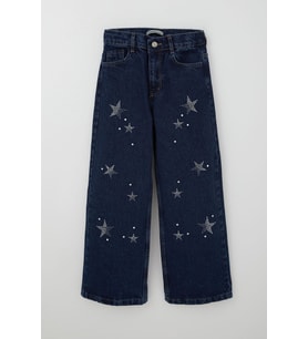 Breeze Kız Çocuk Jean Pantolon Taşlı Yıldız Aksesuarlı 10-14 Yaş, Koyu Mavi
