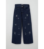 Breeze Kız Çocuk Jean Pantolon Taşlı Yıldız Aksesuarlı 10-14 Yaş, Koyu Mavi