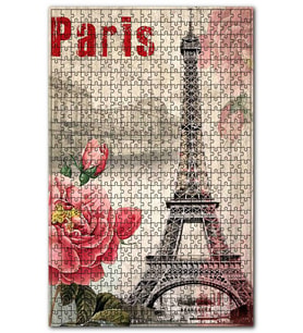Cakapuzzle Eyfel Gül Paris Mektup Görseli Puzzle Yapboz MDF (Ahşap) (120 Parça)