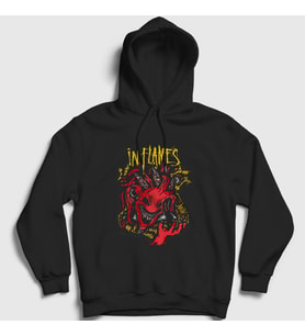 Presmono Unisex Siyah Devil V2 In Flames Kapüşonlu Sweatshirt 398380tt
