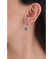 GÜMÜŞ MİSTİK TOPAZ TAŞLI LOTUS ÇİÇEĞİ KÜPE (Mor)