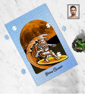 Kişiye Özel Uzay Karikatürlü A4 99 Parça Puzzle Bay-8