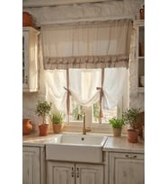 Country Style Potlu Perde Çift Fırfırlı (Kapuçino)