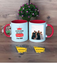 Arkadaşa Hediye Kupa Bardak Kırmızı Fotoğraflı Doğum Günü Hediyesi