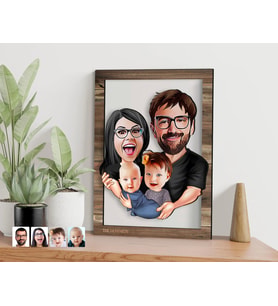 BK Gift Kişiye Özel Aile Karikatürlü 3D Ahşap Tablo, Sevgiliye Hediye, Arkadaşa Hediye, Yıl Dönümü Hediyesi, Doğum Günü Hediyesi-4