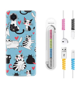 Huawei Nova Y70 Y90 Nova 9 SE  Kılıf Kablo Koruma Spiral Silikon Kedicikler 1772