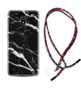 Xiaomi Redmi 8A 8 Pro 9C 9T 10C 11T Pro Kılıf Boyun Asklı Rasta Silikon Siyah Şerit Mermer 1318